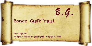 Boncz Györgyi névjegykártya