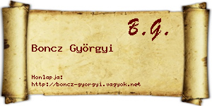 Boncz Györgyi névjegykártya